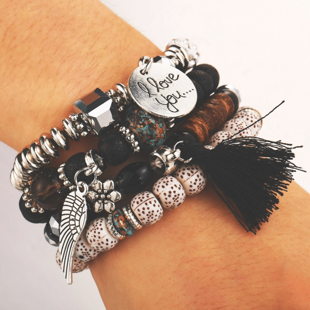 Bracciale Perline Nere Boho Chic | Paradiso Bohemien