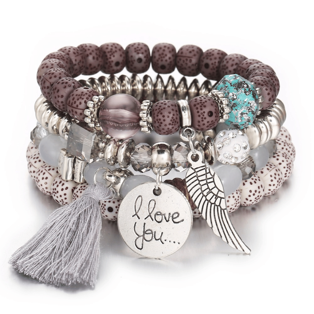 Bracciale Perline Bianche e Marone Boho Chic | Paradiso Bohemien