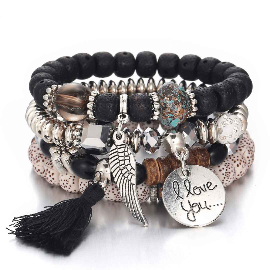 Bracciale Perline Bianche e Nere Boho Chic | Paradiso Bohemien
