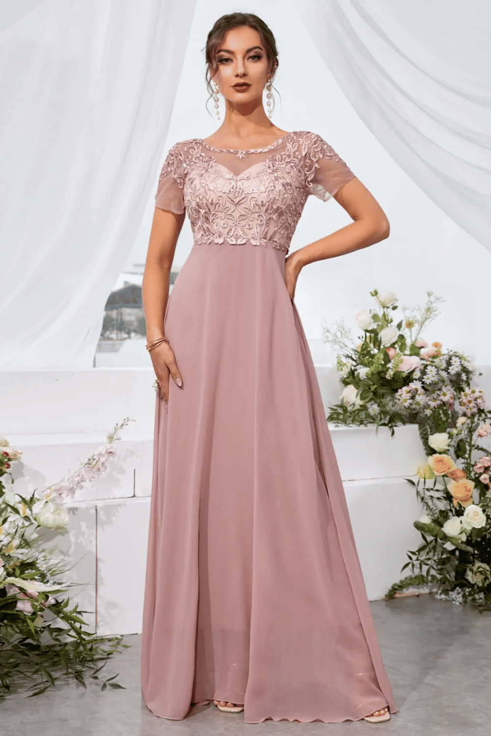 Abito da Cerimonia Rosa Cipria Paradiso Bohemien