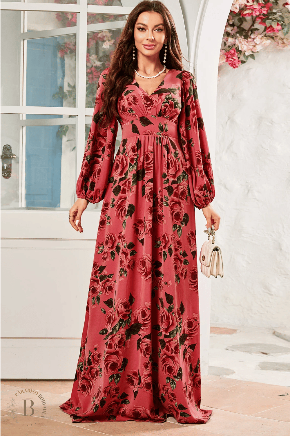 Vestito Rosso da Cerimonia Floreale | Paradiso Bohemien