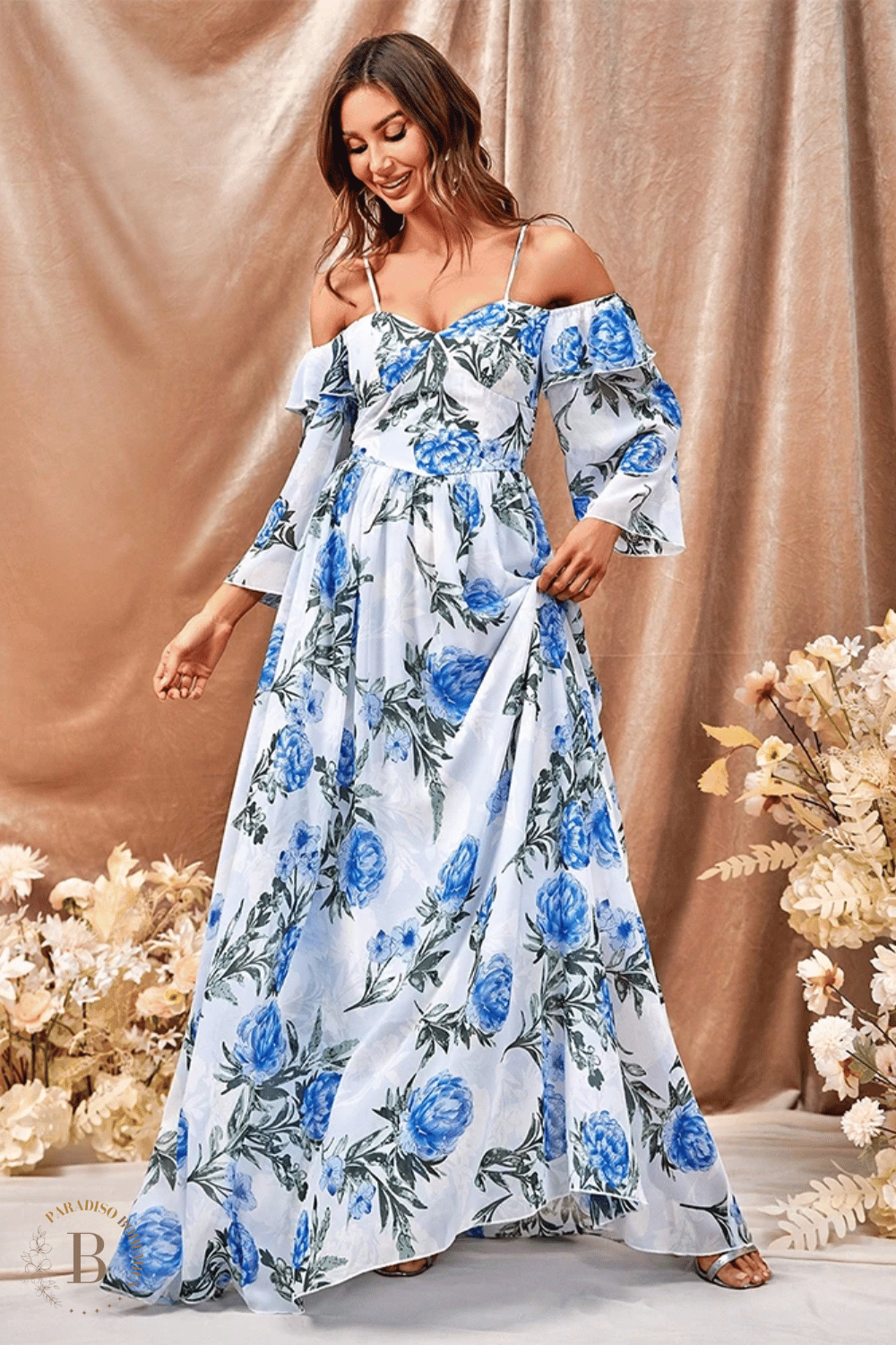 Abito da Cerimonia a Fiori Blu | Paradiso Bohemien