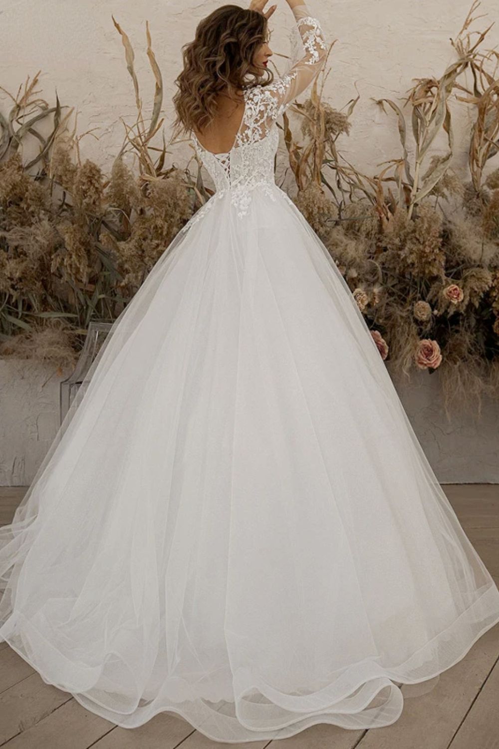 Abito da Sposa Principessa con Maniche Lunghe | Paradiso Bohemien