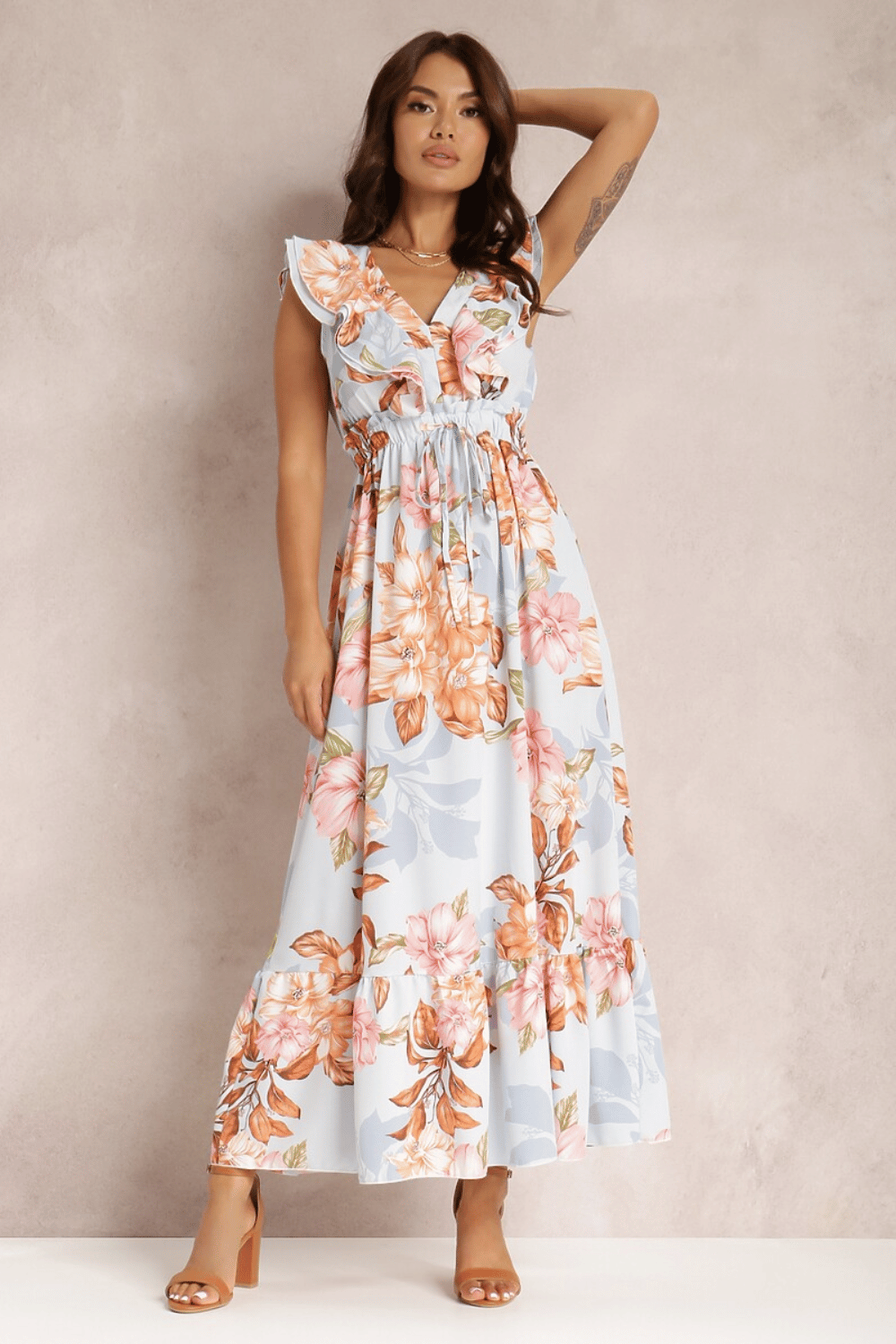 Abito Lungo Elegante a Fiori | Paradiso Bohemien