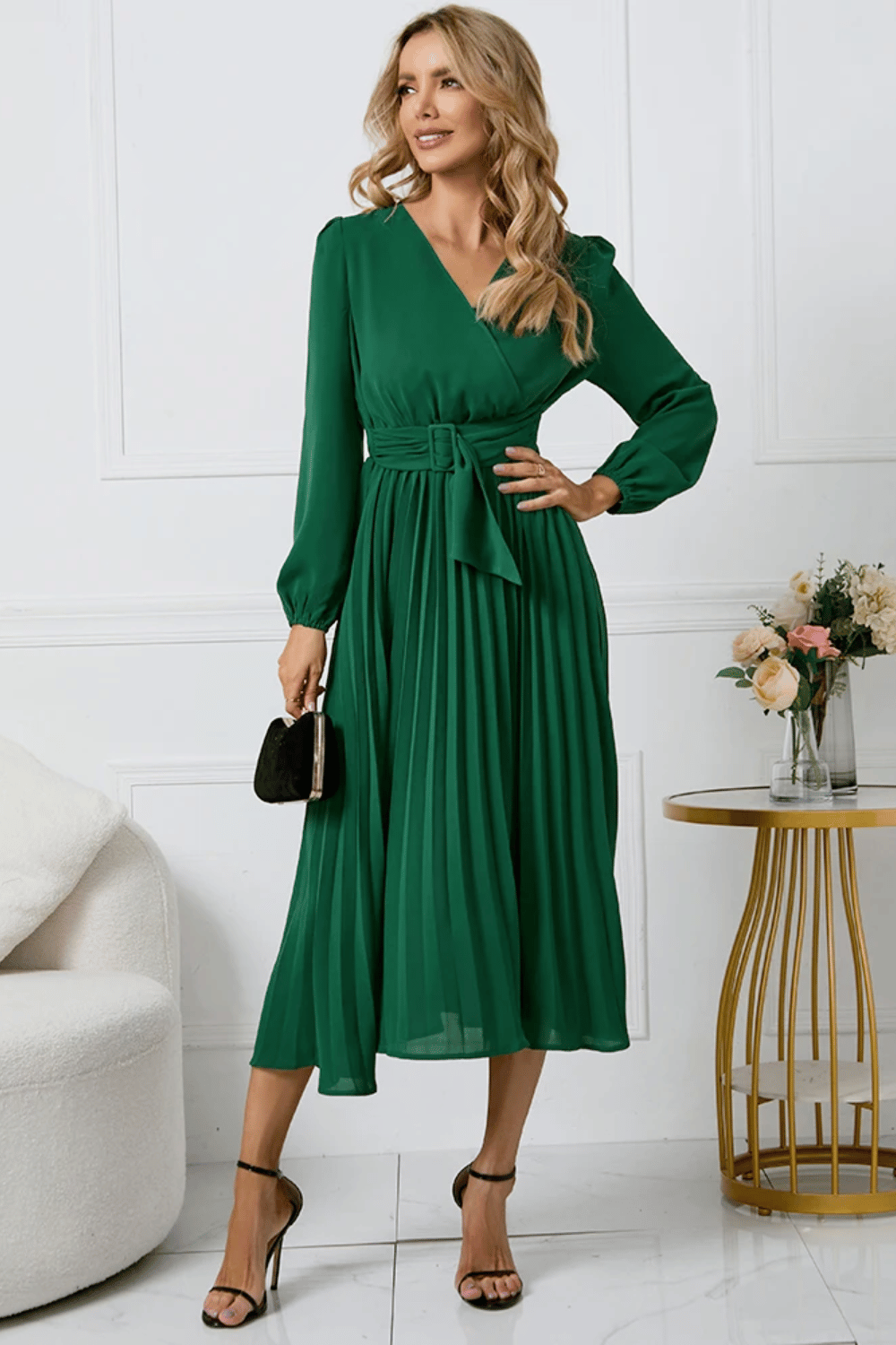 Abito Lungo in Seta Verde Smeraldo | Paradiso Bohemien