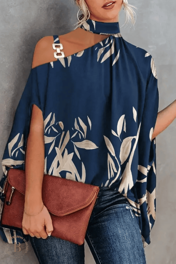 Camicia Blu Donna Elegante Floreale | Paradiso Bohemien