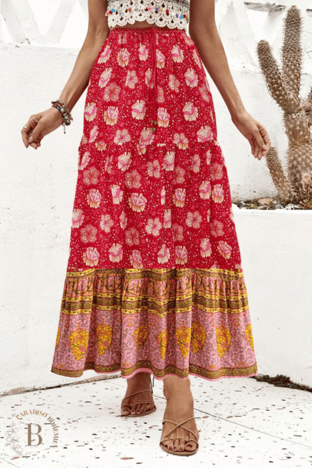 Gonna Lunga Rossa Boho Chic | Paradiso Bohemien