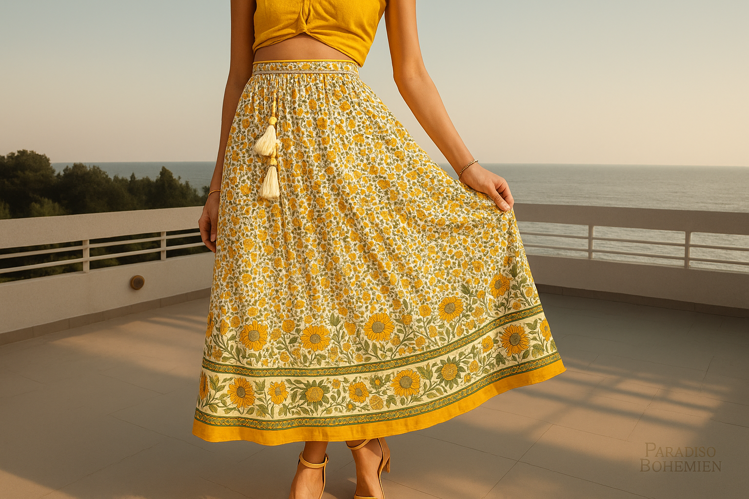 Gonna Lunga Floreale Boho - Immagine Principale con Logo