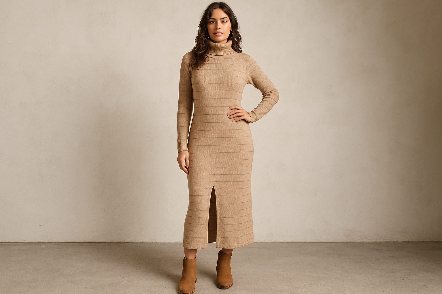 Vestito Maglione Lungo Dolcevita - Immagine Principale con Logo