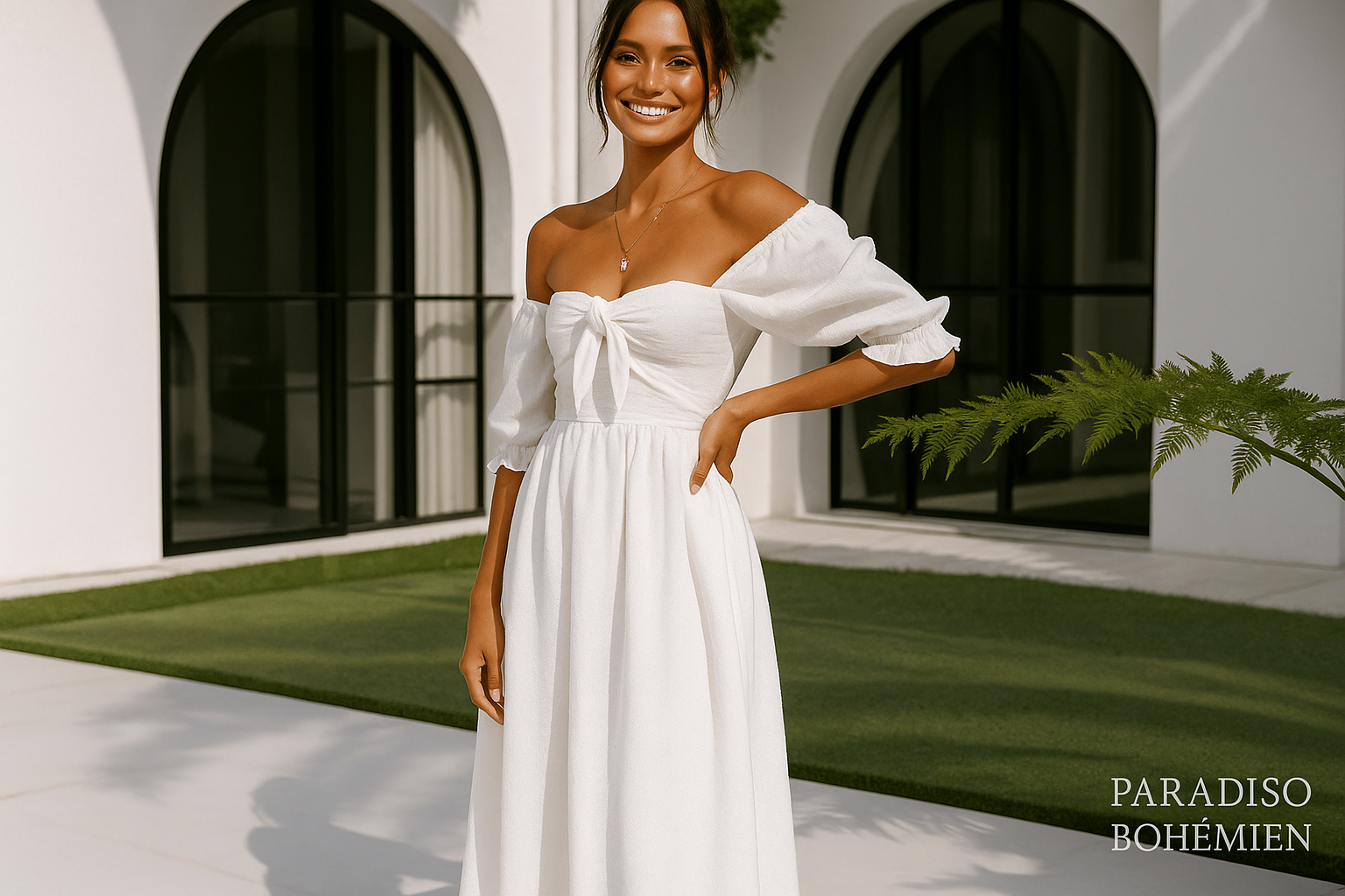 Vestito Lungo Estivo Bianco - Immagine Principale con Logo