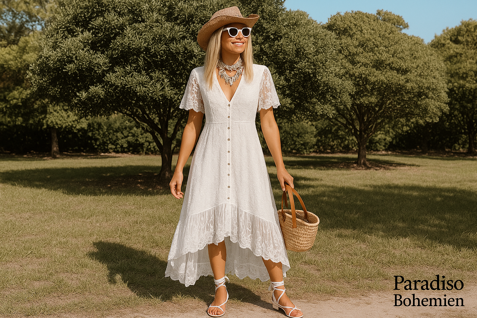 Vestito Bianco Estivo Pizzo - Immagine Principale con Logo