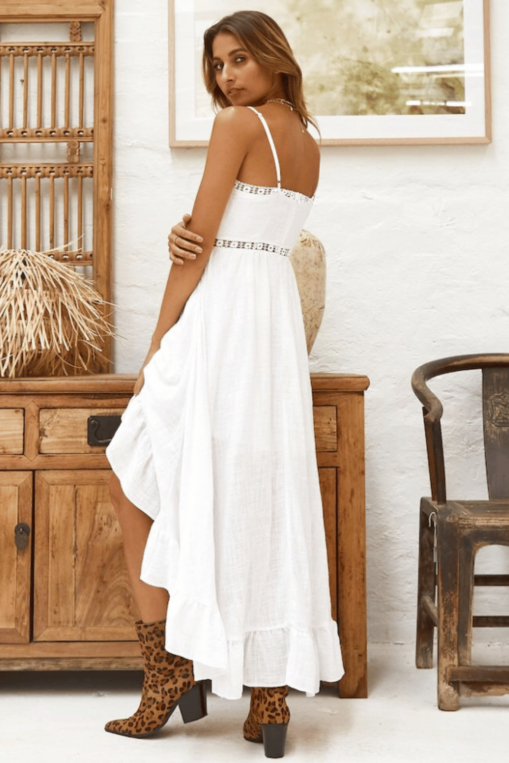 Vestito Bianco Corto Davanti e Lungo Dietro con Spalline | Paradiso Bohemien