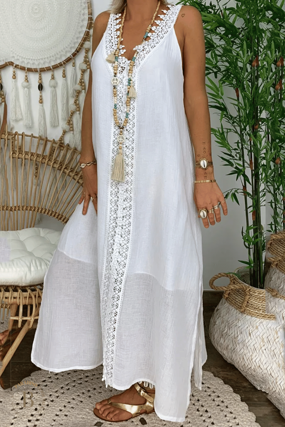 Abito Lungo Bianco Boho chic | Paradiso Bohemien