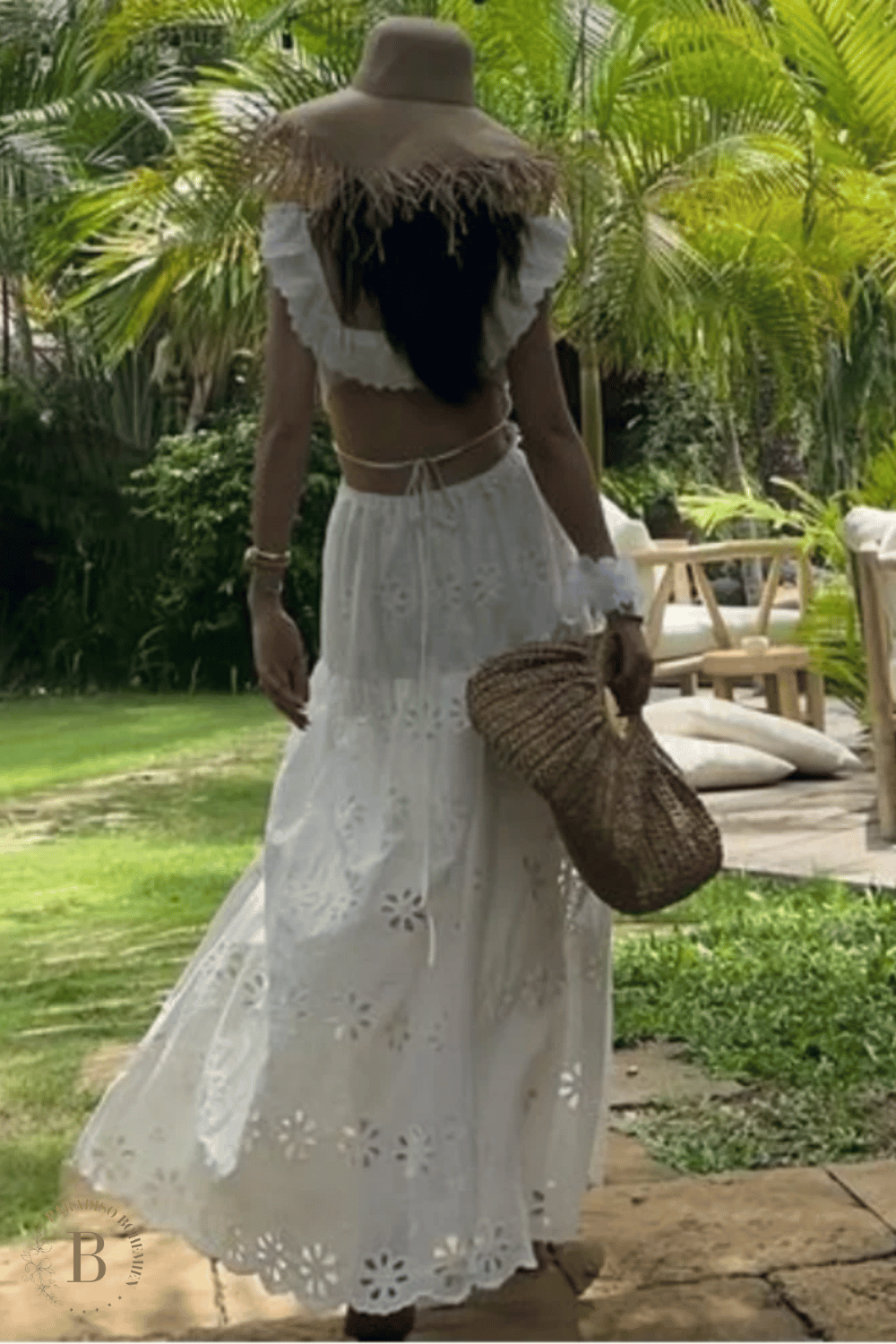 Abito Lungo da Spiaggia in Pizzo | Paradiso Bohemien