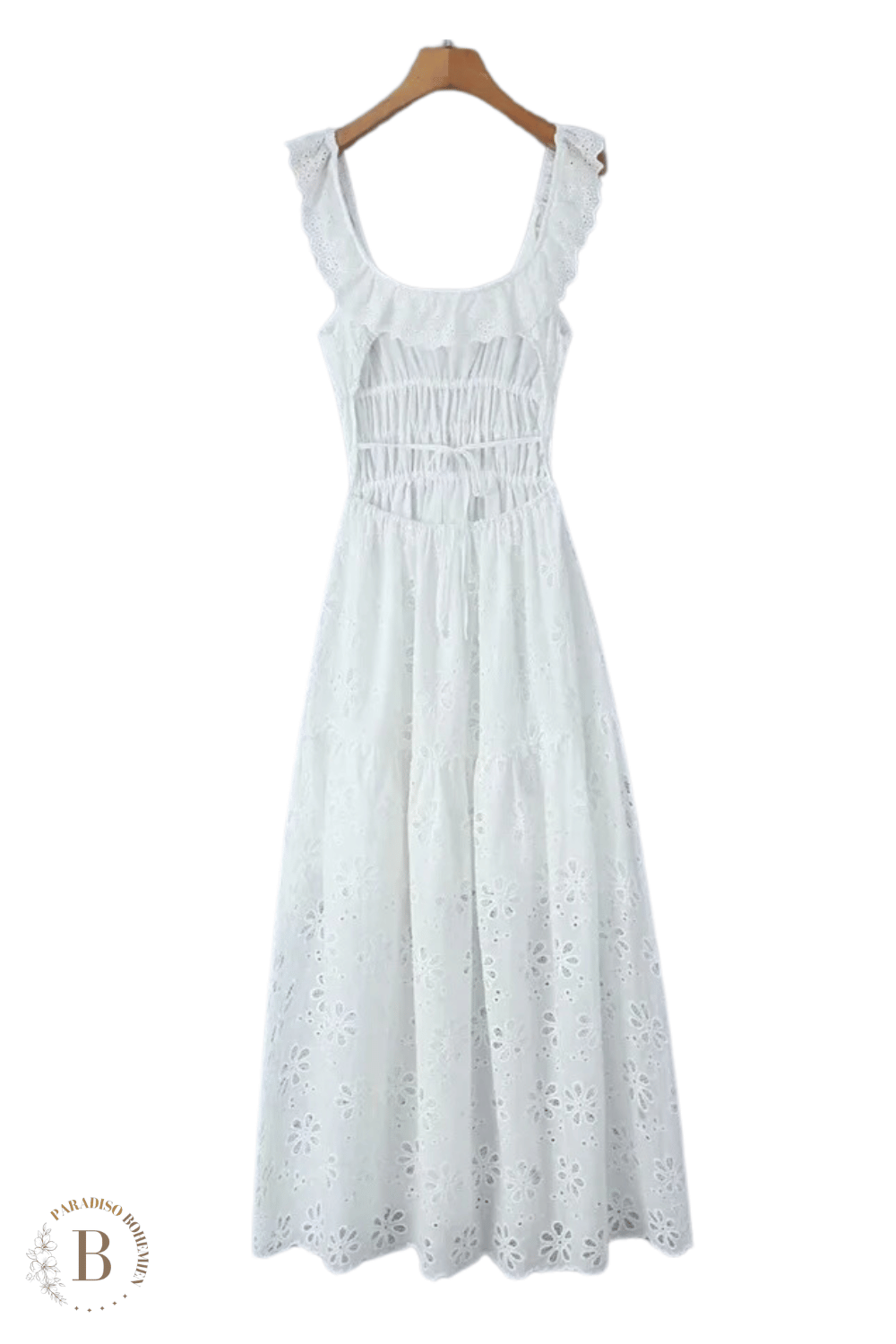 Abito Lungo da Spiaggia in Pizzo | Paradiso Bohemien