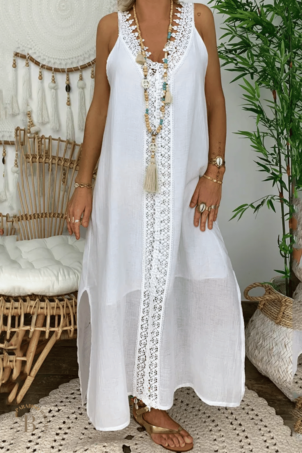 Abito Lungo Bianco Bohemien | Paradiso Bohemien