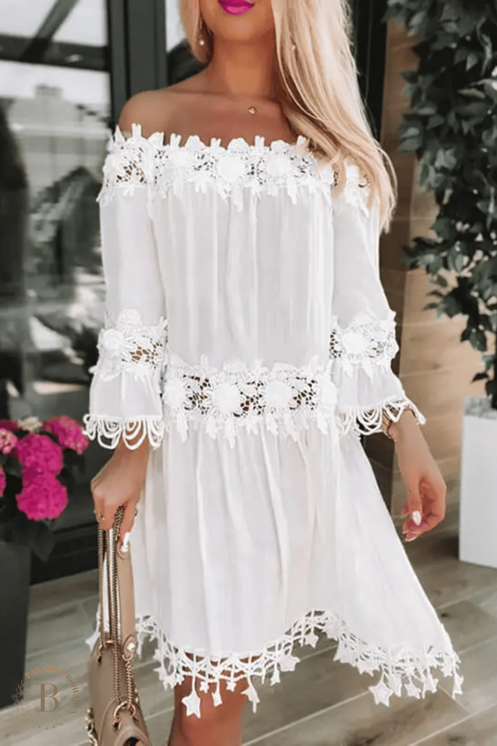 Vestito Corto Bianco con Pizzo | Paradiso Bohemien