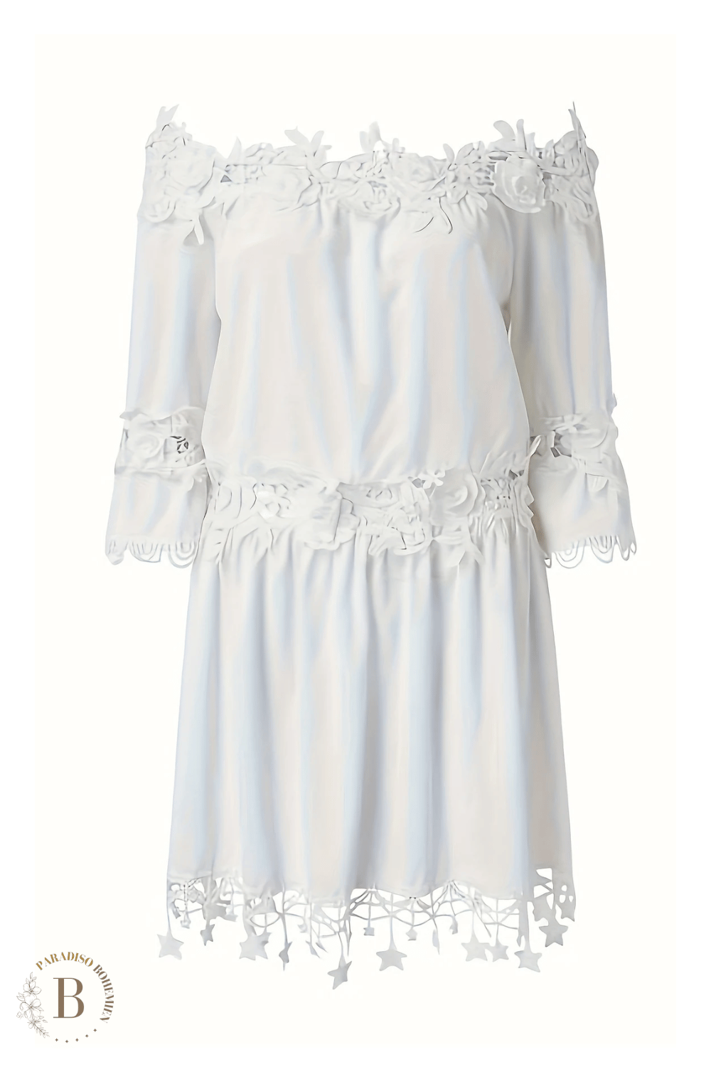 Vestito Corto Bianco Pizzo in stile Bohemien Chic | Paradiso Bohemien