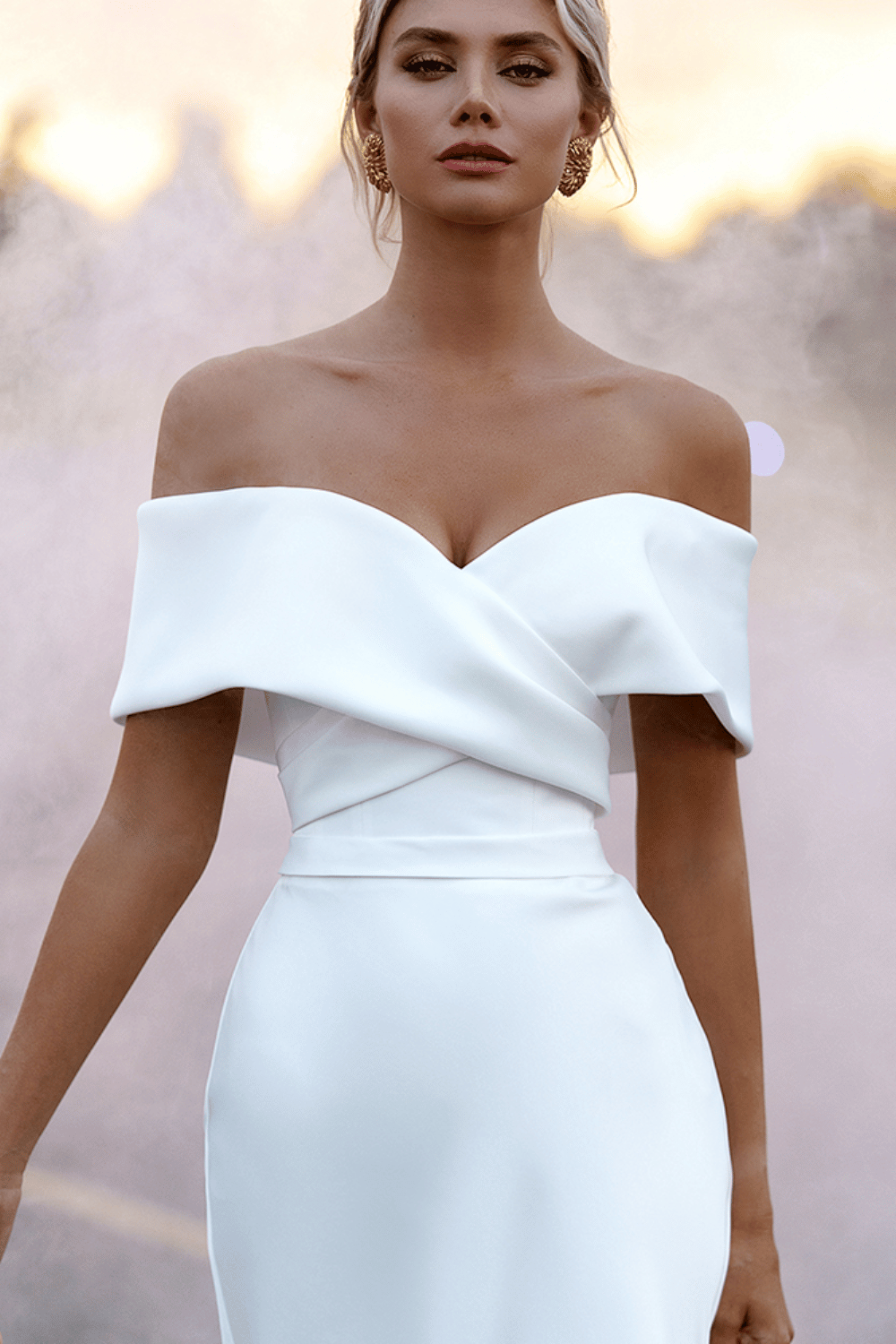 Vestito da Sposa Bianco Semplice scuollo a cuore | Paradiso Bohemien