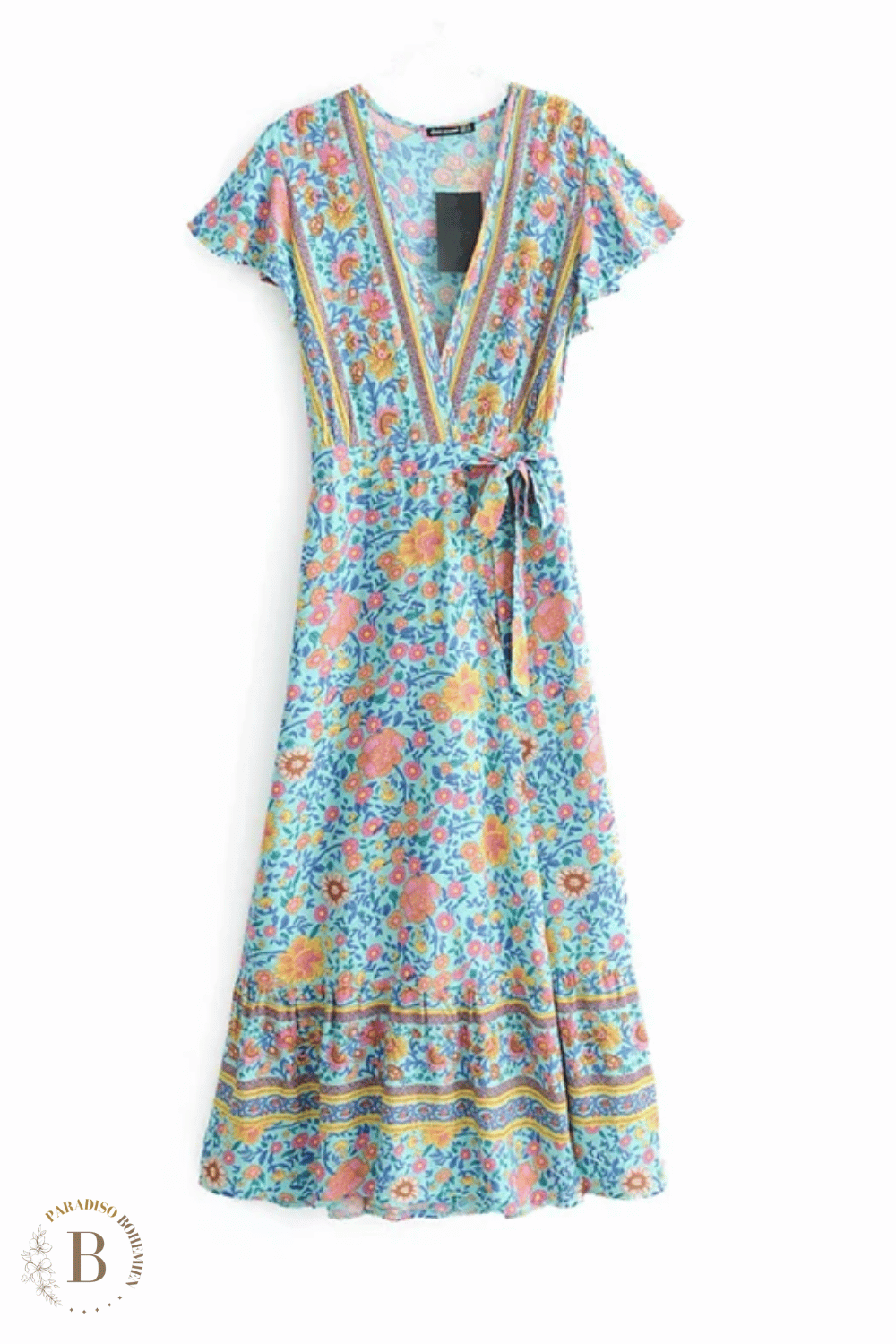 Vestito Lungo a Fiori Blu Boho | Paradiso Bohemien