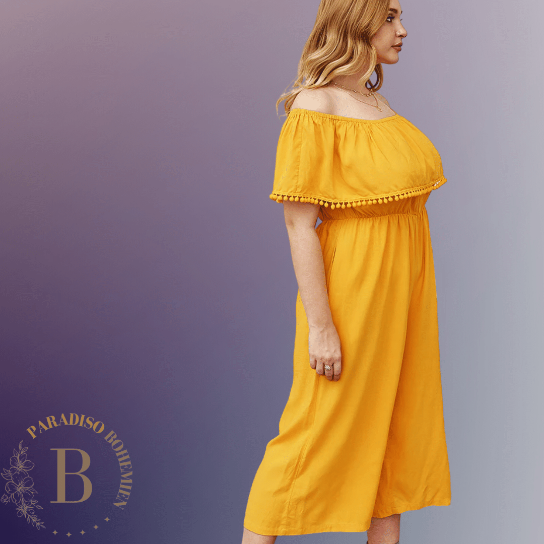 Tuta gialla in taglie grandi per estate | Paradiso Bohemien