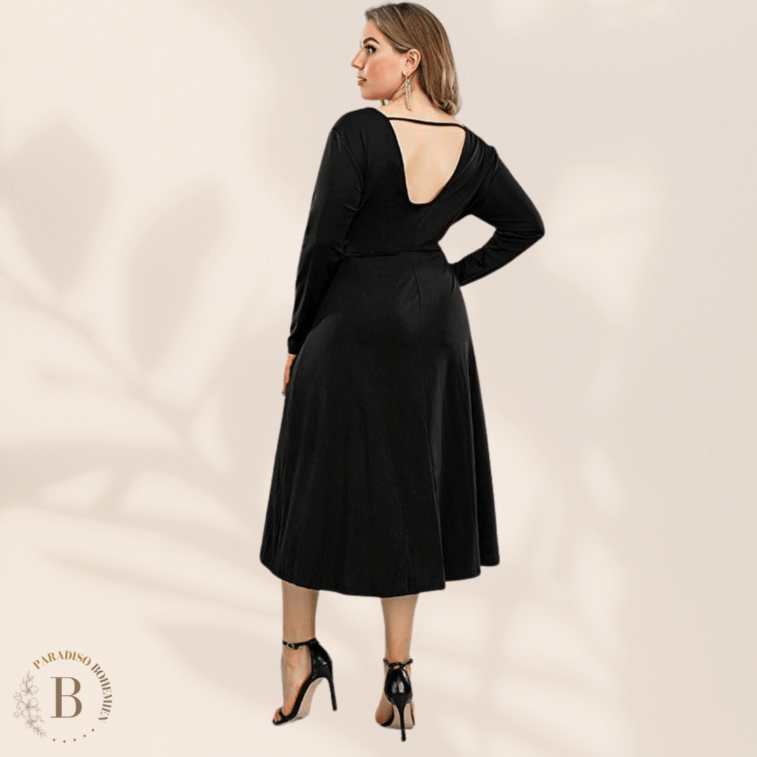 Vestito Nero Taglie Forti Squardo Serale | Paradiso Bohemien
