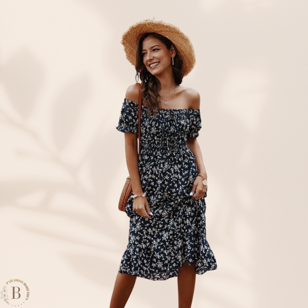 Abito a Spalle Scoperte colore Nero | Paradiso Bohemien