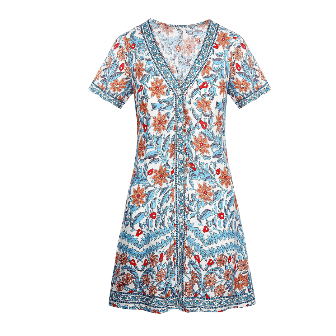 Abito Tunica Corto a fiori per stile Hippie Chic