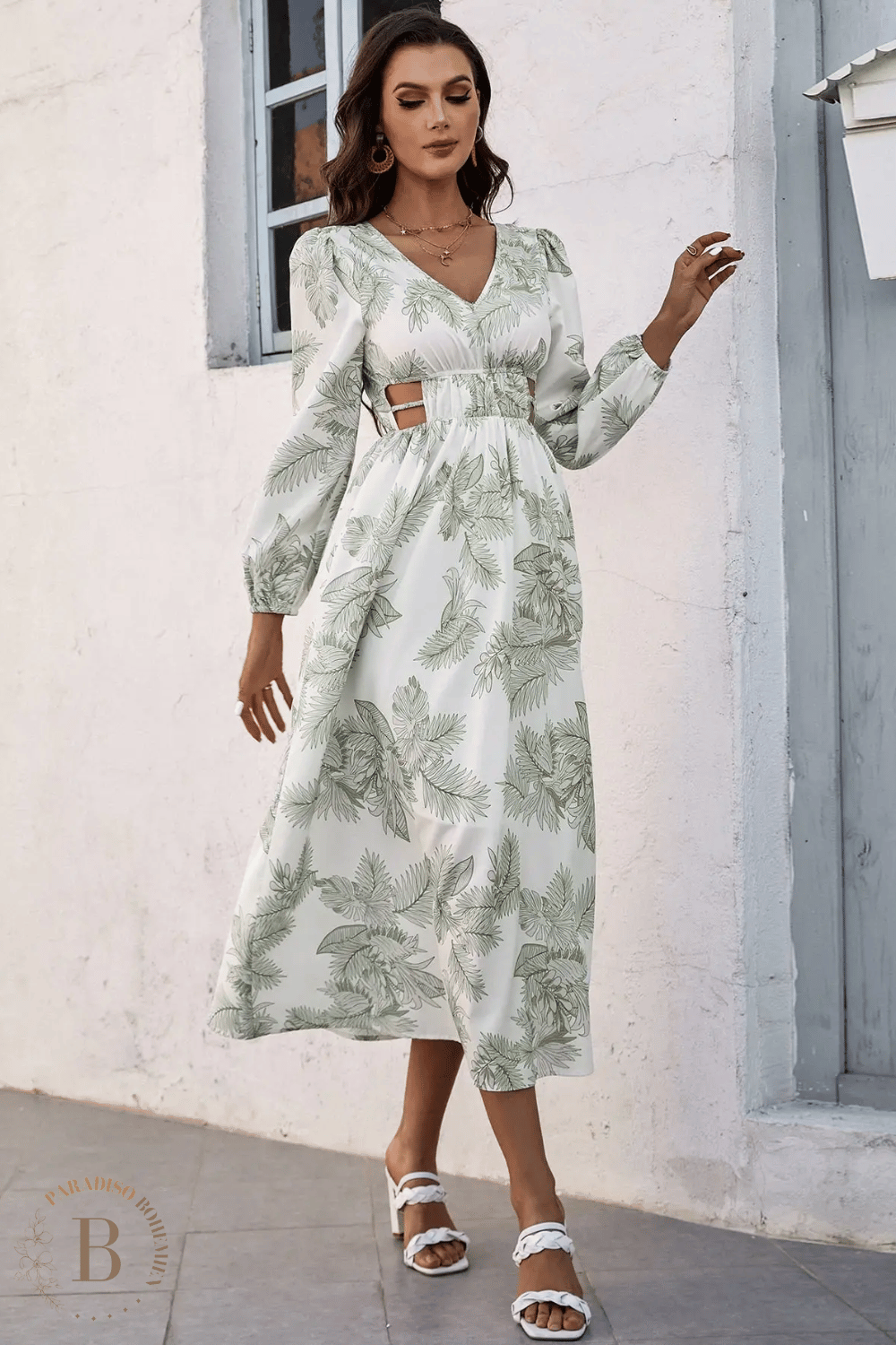 Abito Bianco e Verde Boho Chic | Paradiso Bohemien