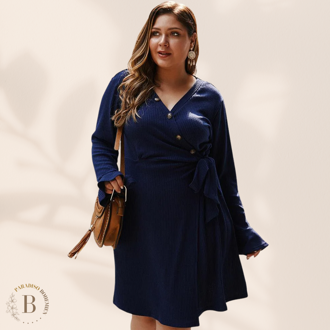 Vestito Corto Taglia Forte a Maniche Lunghe per Autunno | Paradiso Bohemien