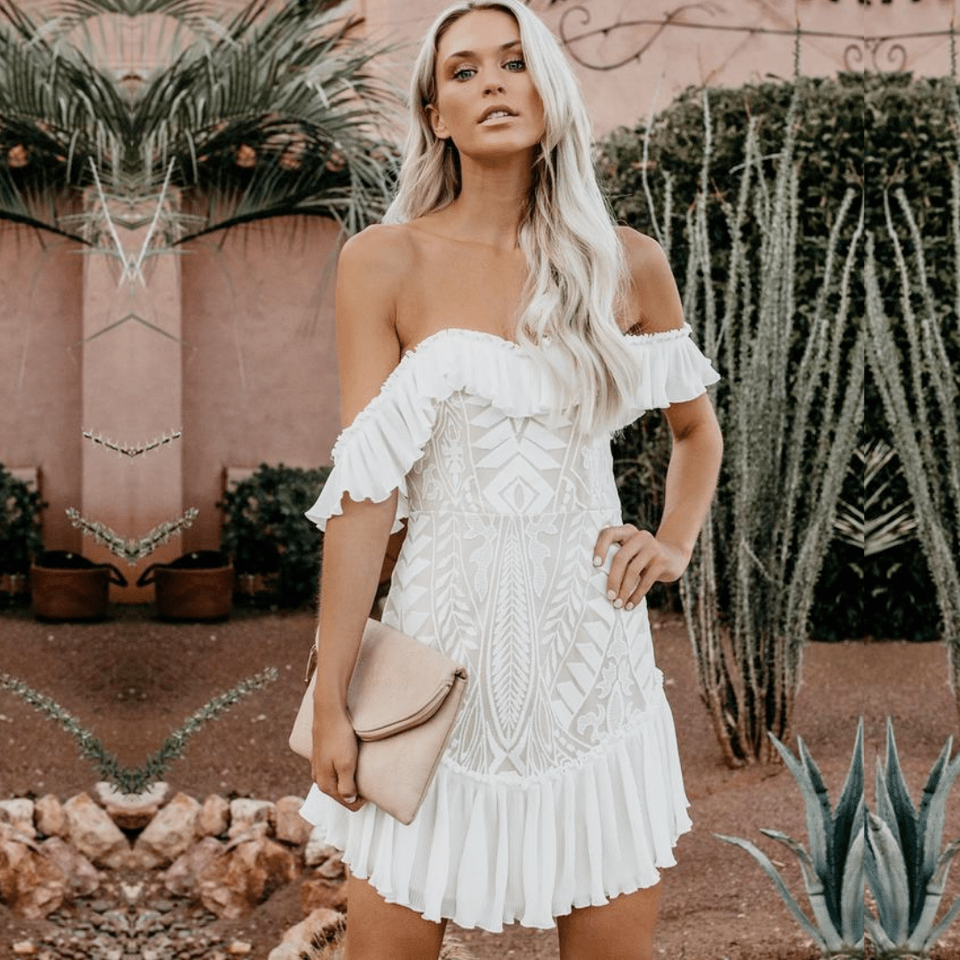 Abito Bianco da Cocktail Boho | Paradiso Bohemien