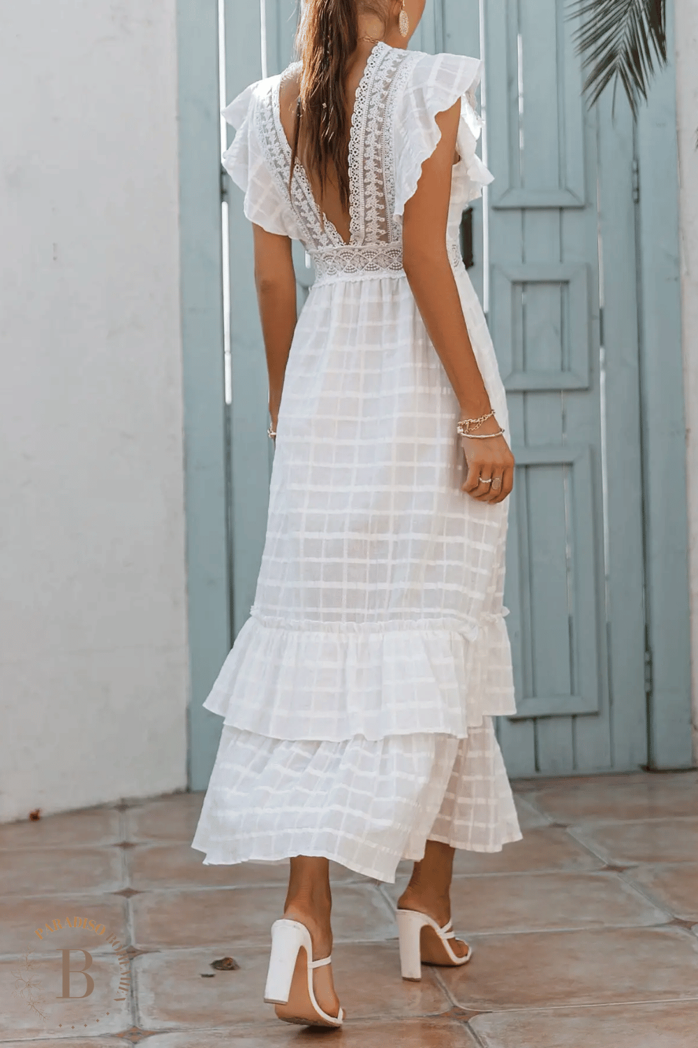 Vestito Lungo Bianco con Balze | Paradiso Bohemien