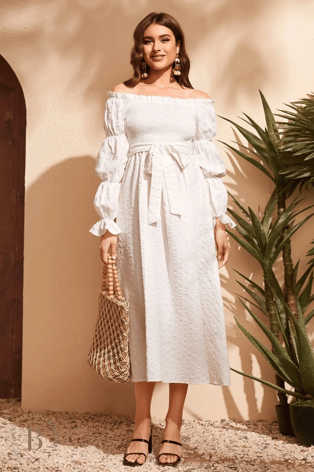 Abito Bianco Sangallo Lungo | Paradiso Bohemien