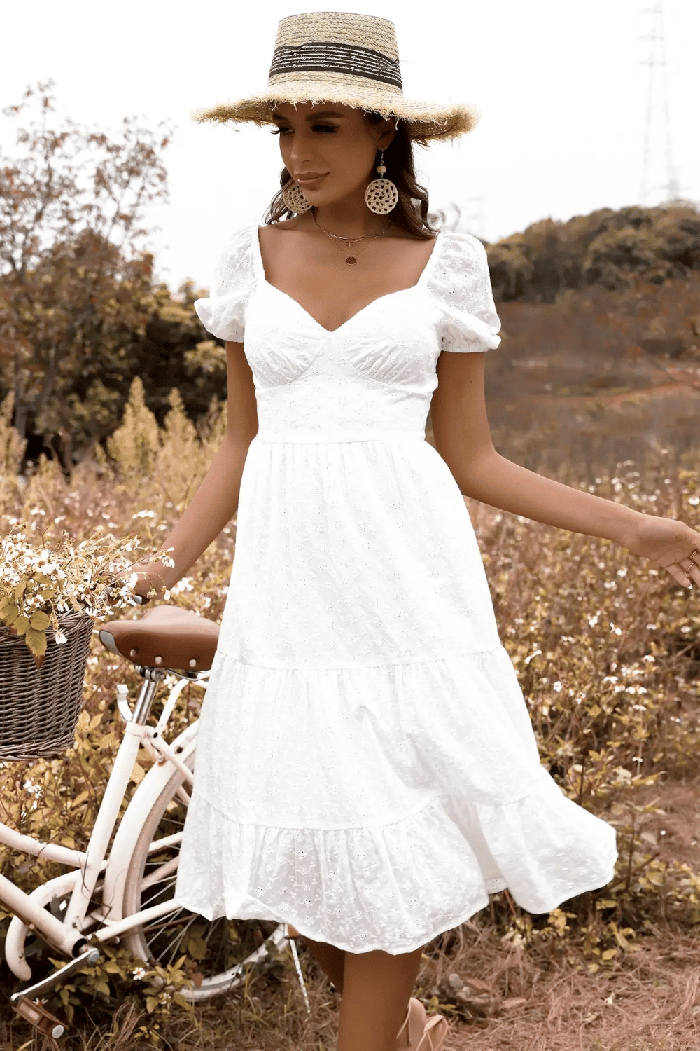 Vestito Bianco Midi Boho Chic | Paradiso Bohemien