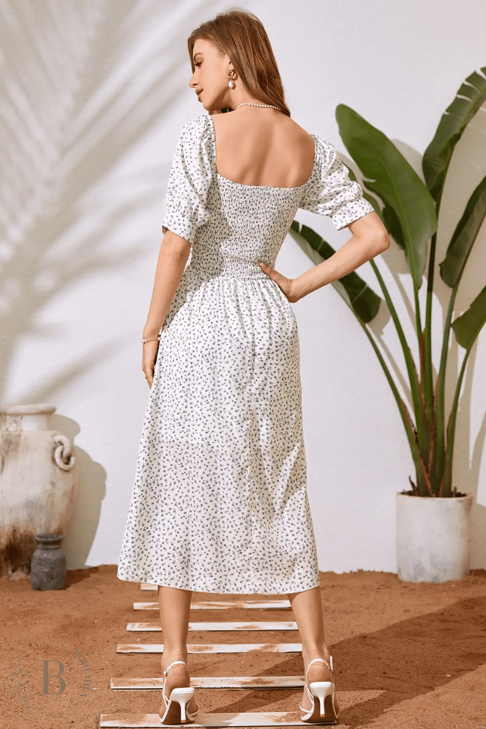 Vestito Bianco con Maniche a Sbuffo | Paradiso Bohemien