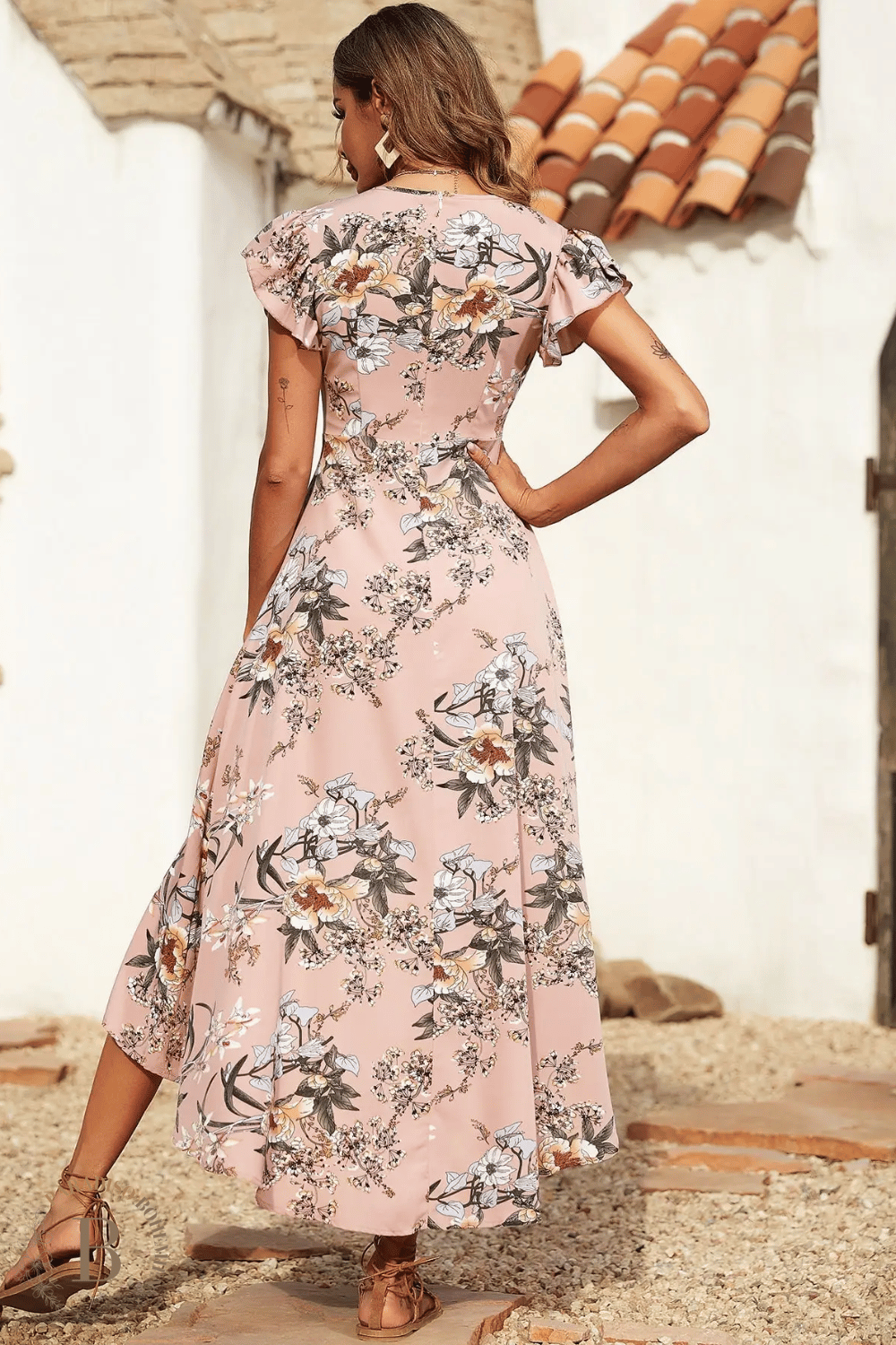 Abito Estivo Asimmetrico Boho Chic Rosa Antico | Paradiso Bohemien