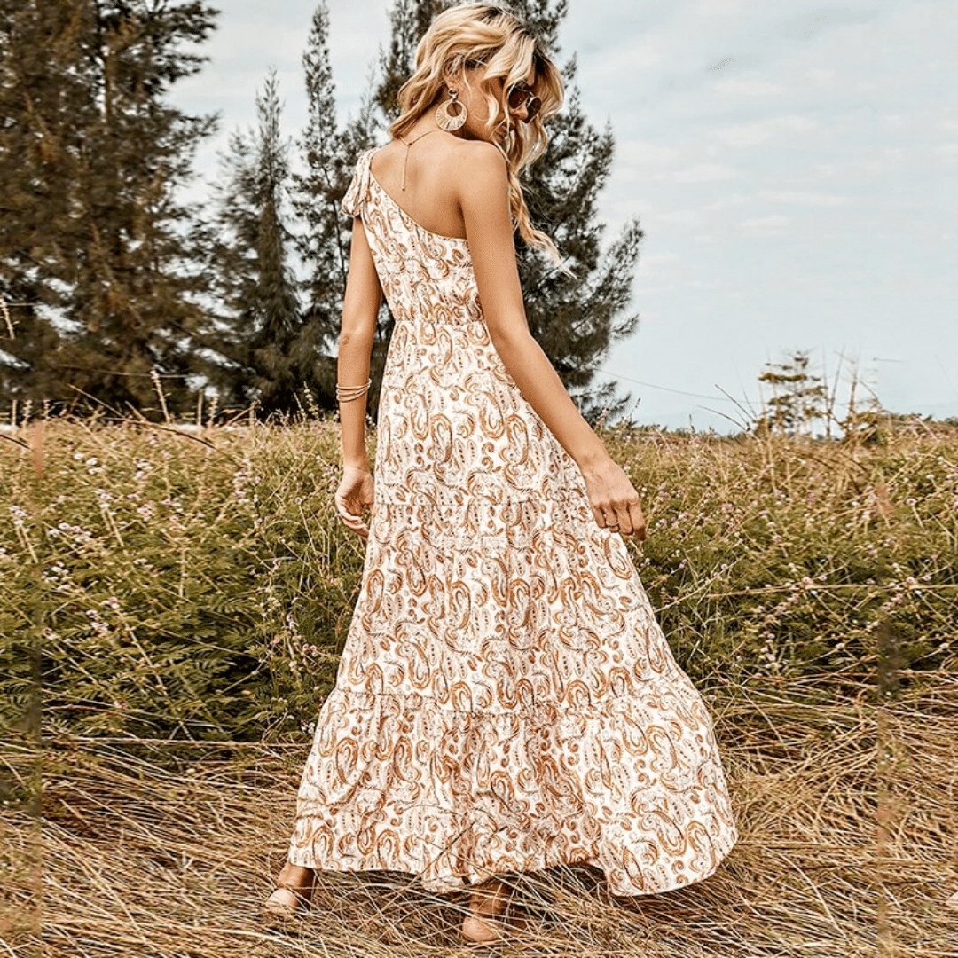 Abito Boho Chic Lungo Colori Naturali | Paradiso Bohemien