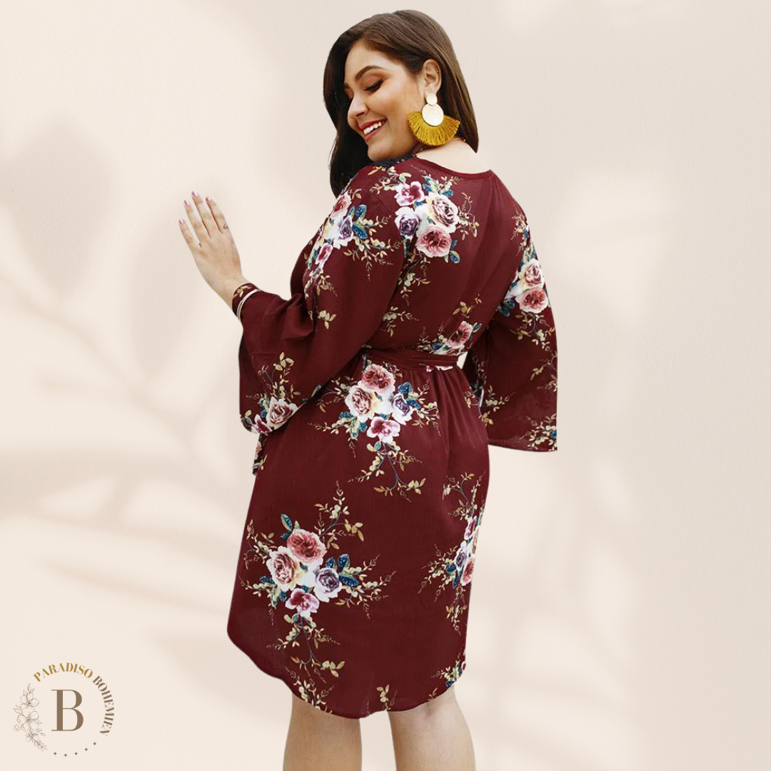 Abito Casual Taglie Forti Bordeaux | Paradiso Bohemien