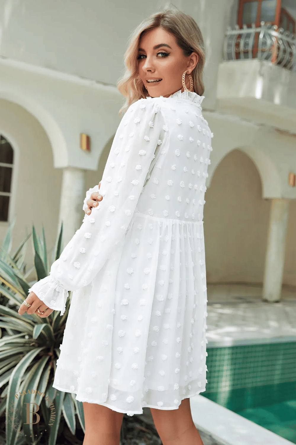 Vestito Bianco Maniche Lunghe Boho Chic | Paradiso Bohemien