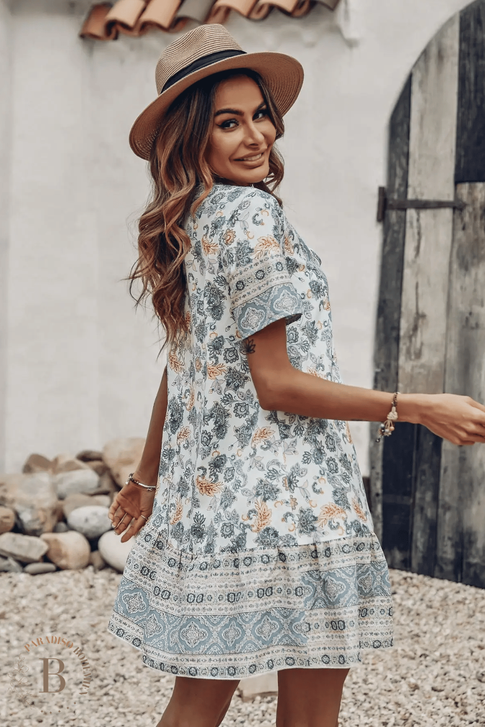 Vestito estivo corto floreale e fluente | Paradiso Bohemien