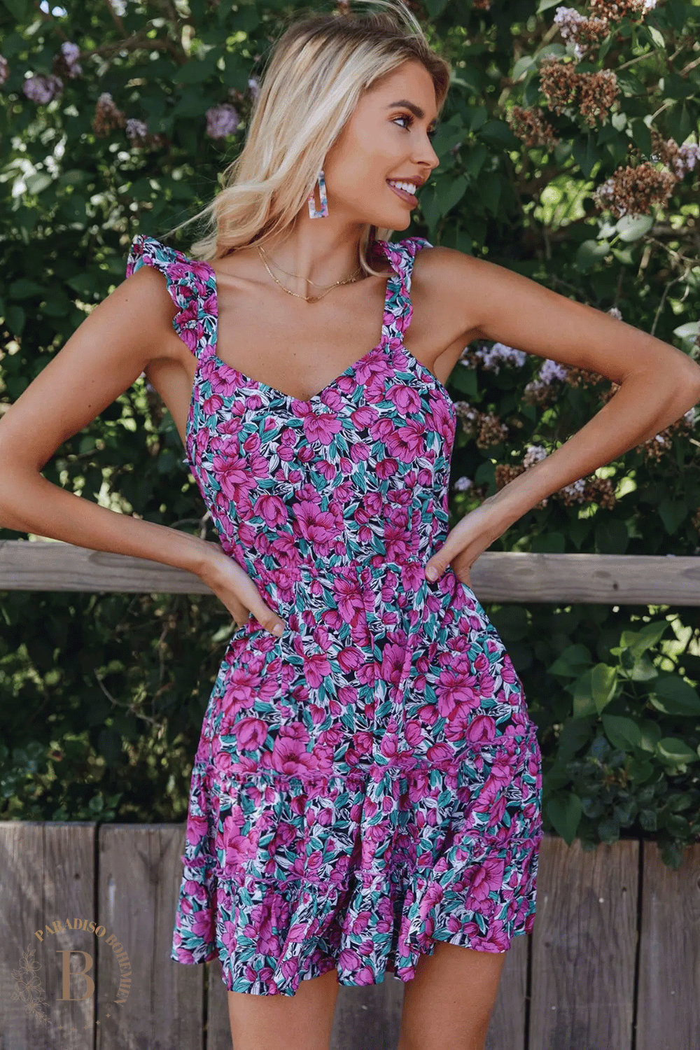 Vestito floreale corto estivo | Paradiso Bohemien