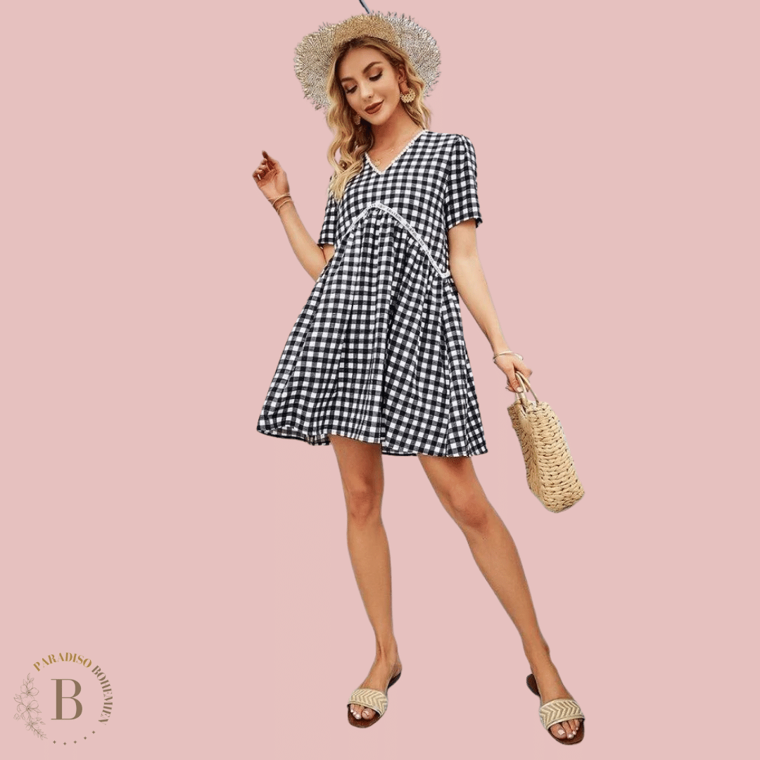 Abito Country Western a Quadretti Neri e Bianchi | Paradiso Bohemien