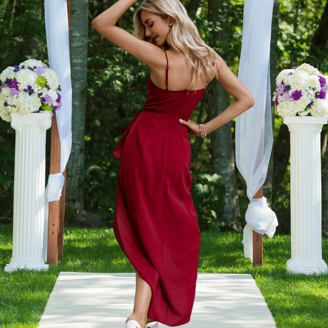 Abito da Cerimonia Boho Chic Borgogna | Paradiso Bohemien