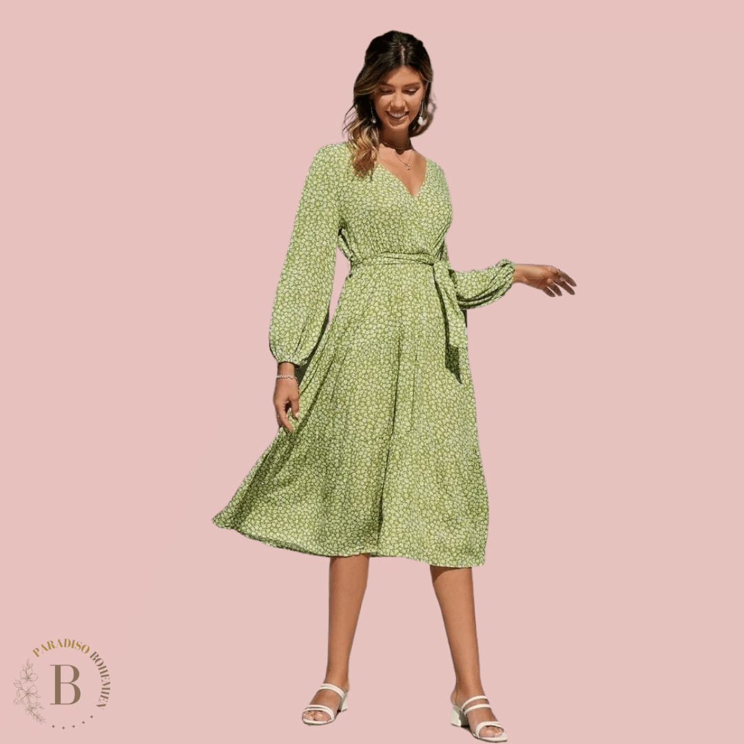 Abito Donna Country Chic Bianco e Verde donna | Paradiso Bohemien