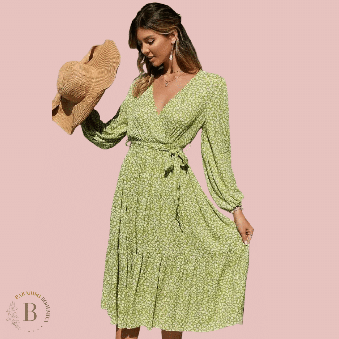 Abito Donna Country Chic Bianco e Verde estate | Paradiso Bohemien