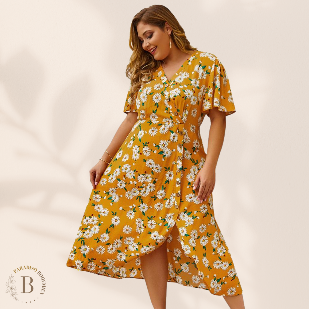 Abito a Portafoglio floreale per donne curvy | Paradiso Bohemien