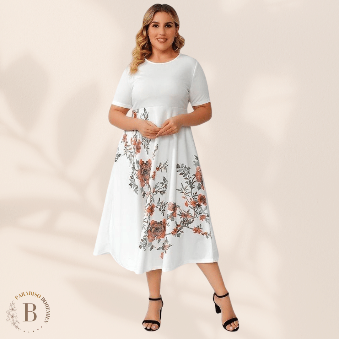 Abito Taglie Forti Con Fiori | Paradiso Bohemien