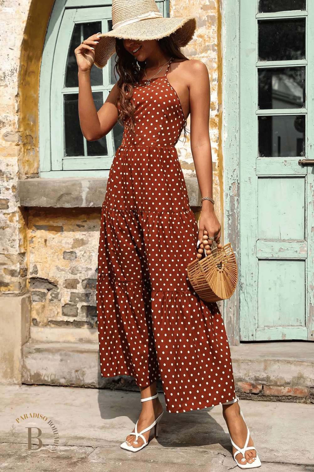 Vestito Rosso a Pois con Schiena Nuda Boho Chic | Paradiso Bohemien