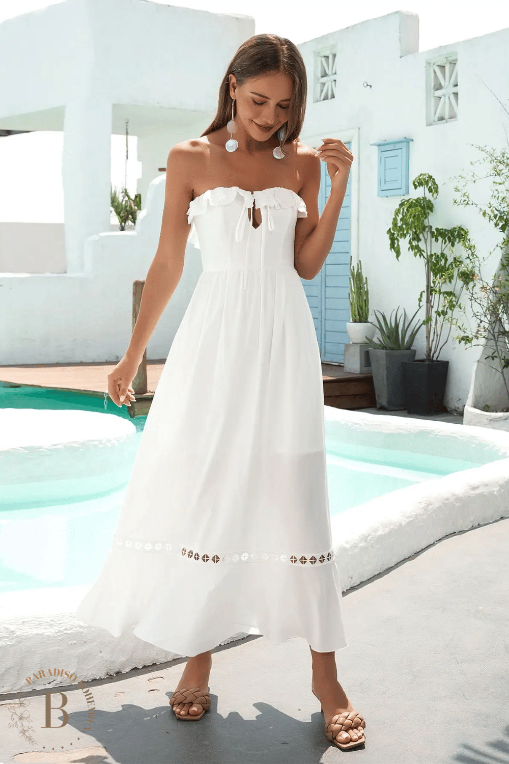 Vestito Bianco Senza Spalline Lungo | Paradiso Bohemien