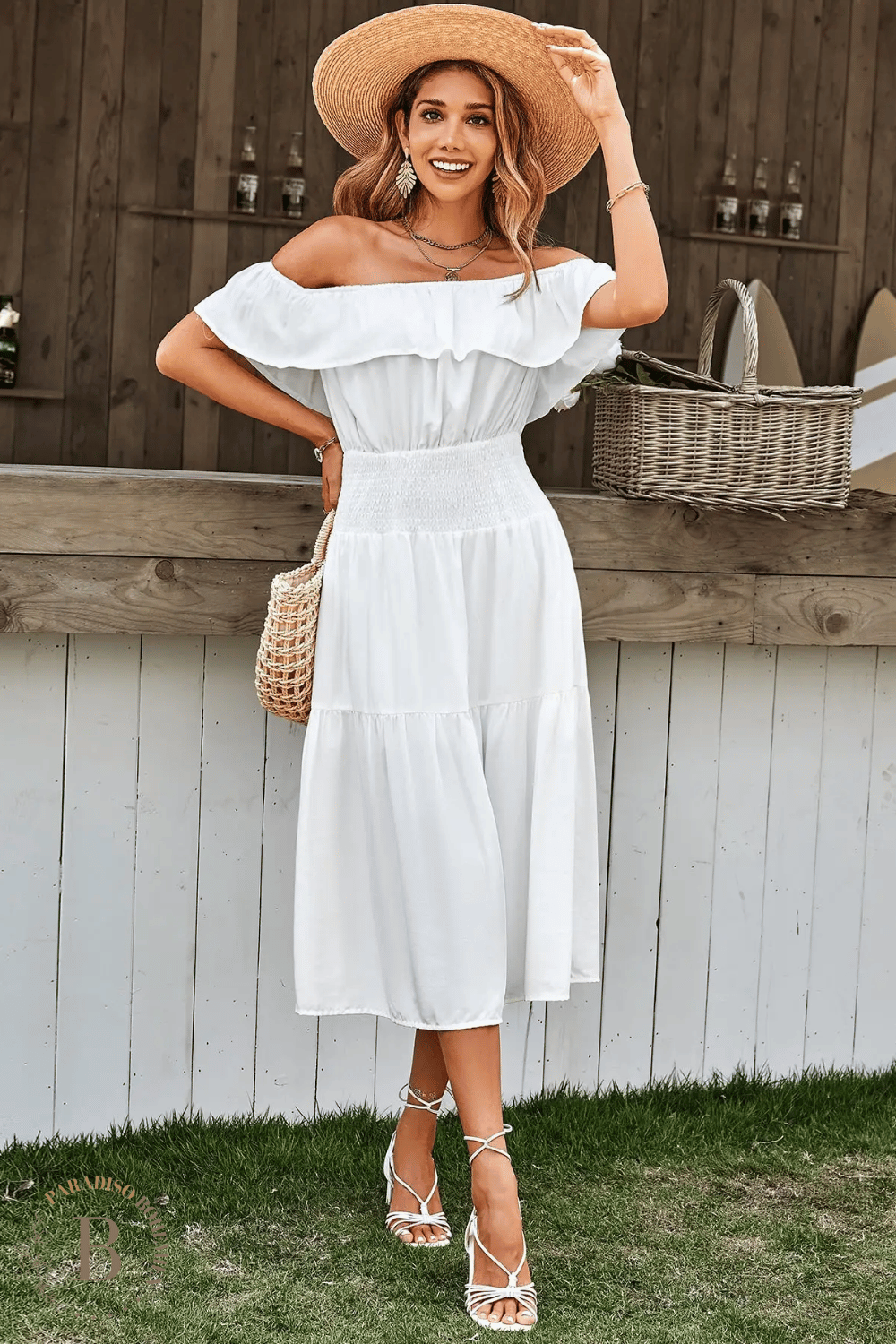 Vestito Estivo Bianco con Spalle Scoperte | Paradiso Bohemien